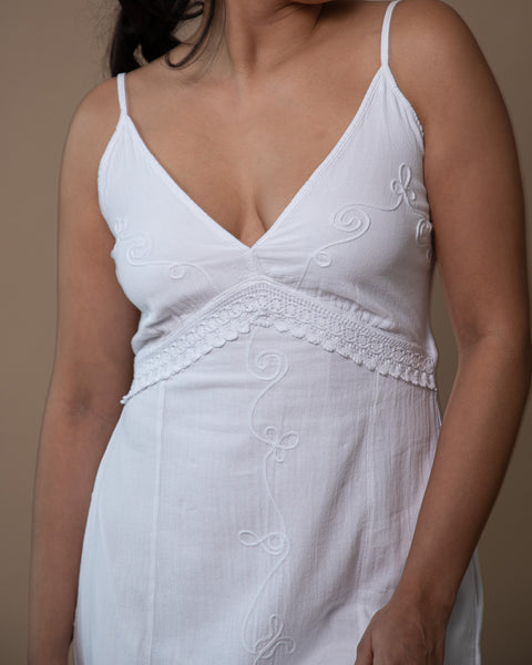Designer Summer cotton dress- Nataly White