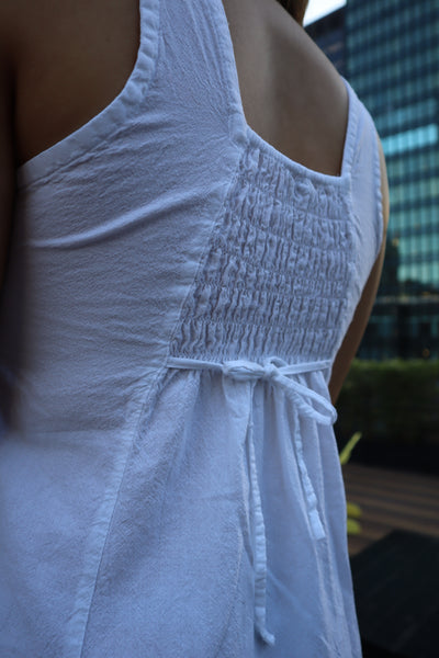 Summer Cotton Dress- Tennis Player/ White