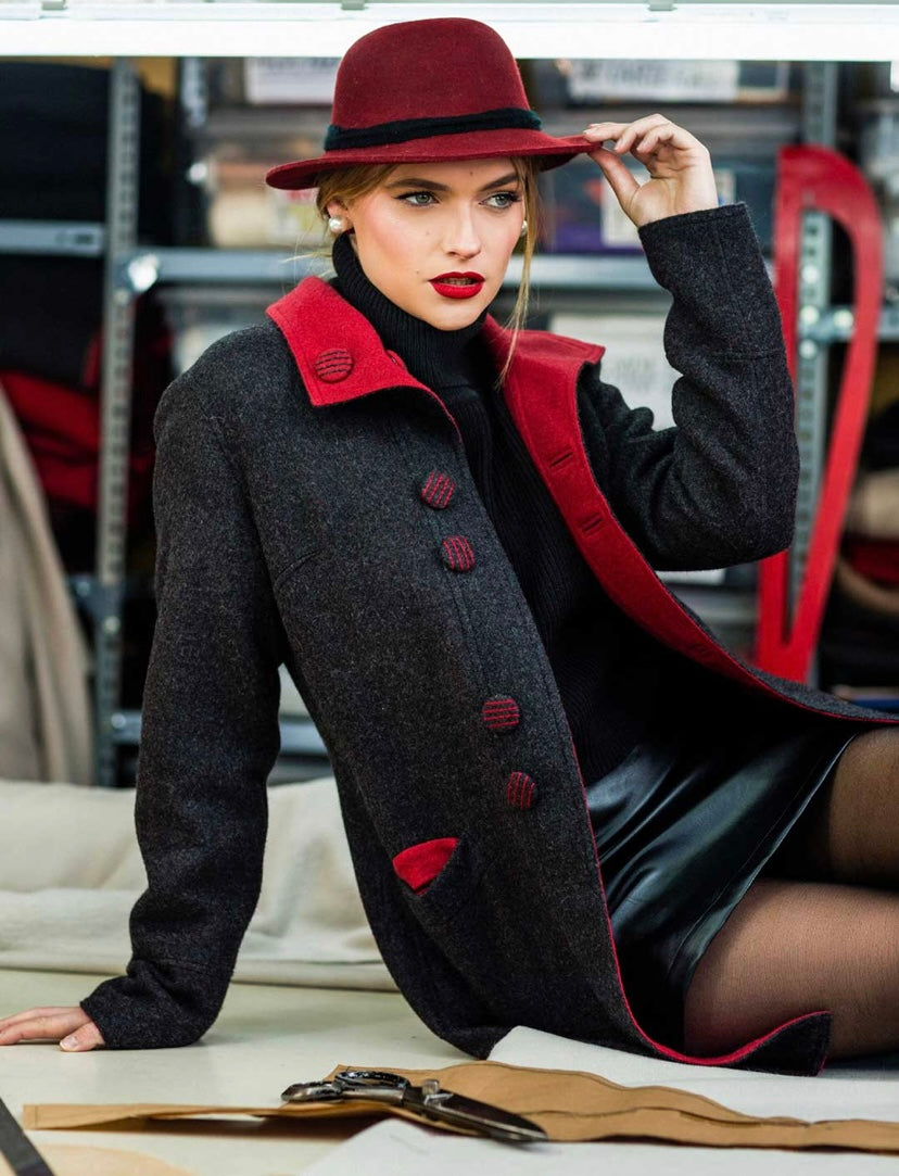 Alpaca Coat Red / Black (Reversible) – Inca Heritage NYC