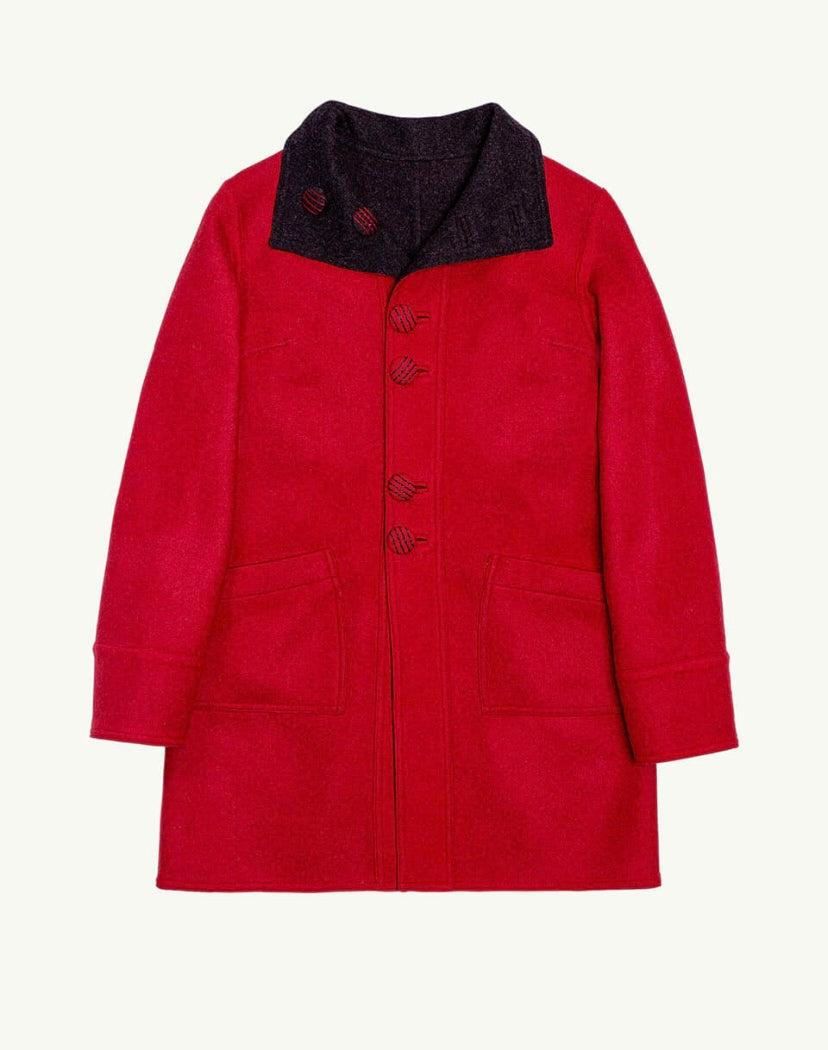 Alpaca Coat Red / Black (Reversible) Inca Heritage NYC