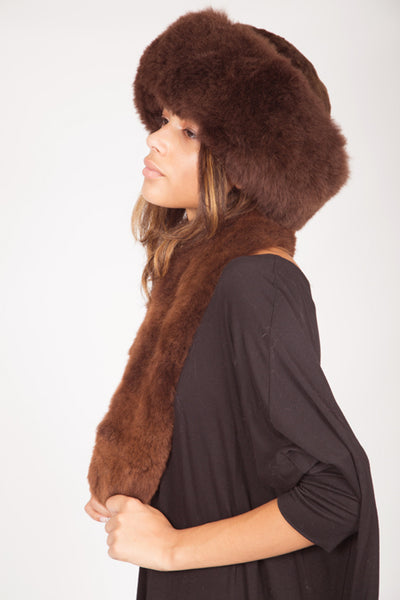 Alpaca Russian Hat & Stole - Brown