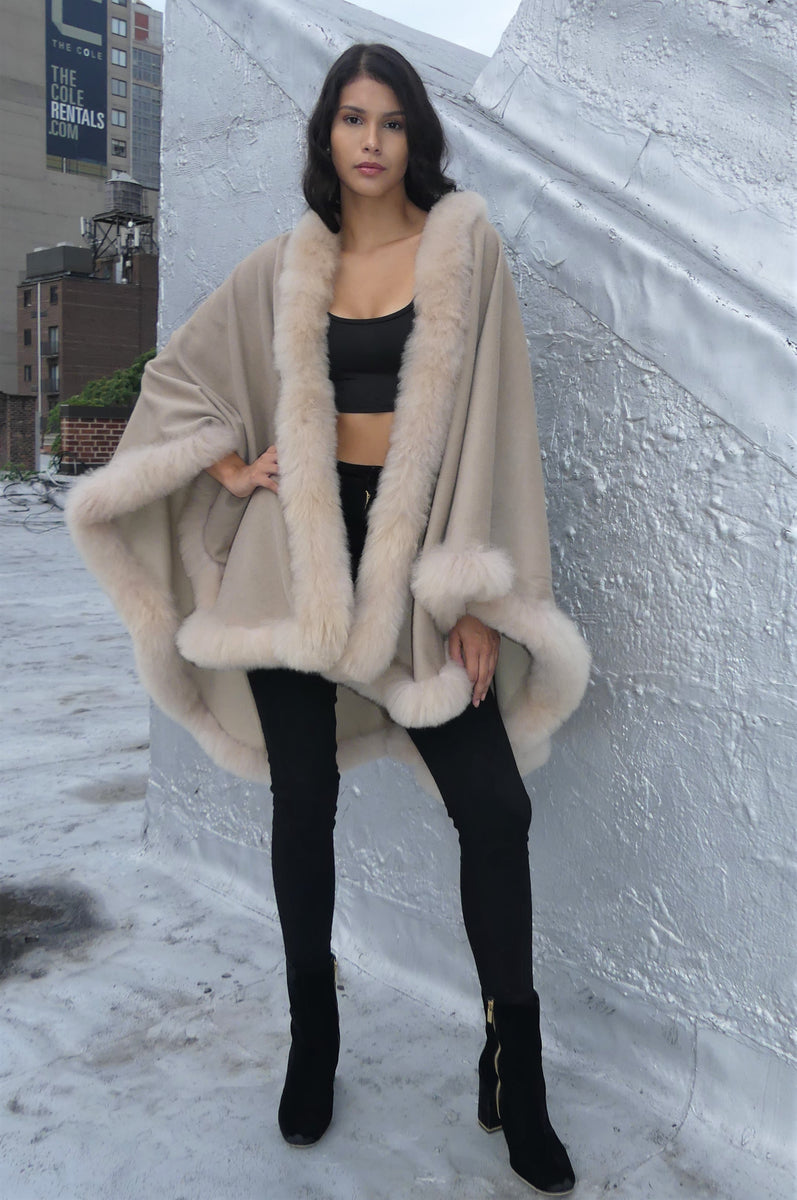 Full Length Alpaca Cape - Shawl - Champagne – Inca Heritage NYC