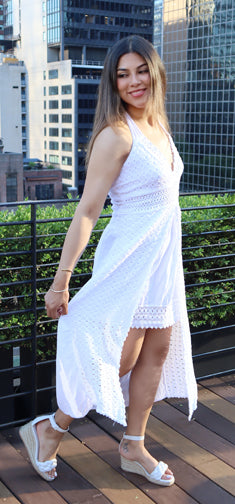 Summer Cotton Dress- High & Low White