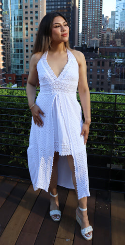 Summer Cotton Dress- High & Low White