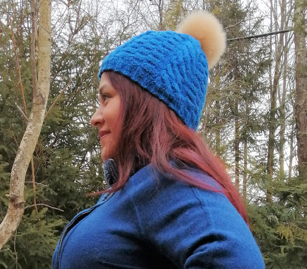 Alpaca Pom Pom Hat - Royal Blue