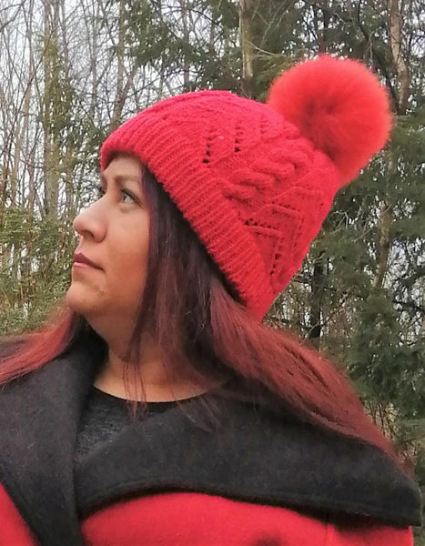 Alpaca Pom Pom Hat - Red