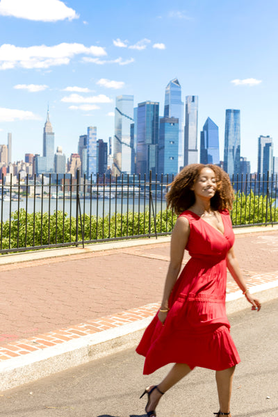 Summer Cotton Dress- Renata in Red