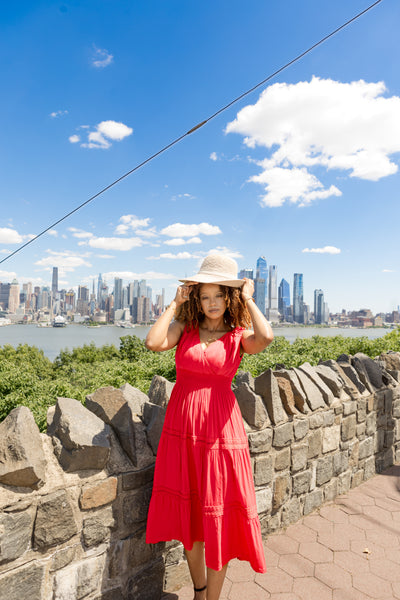 Summer Cotton Dress- Renata in Red