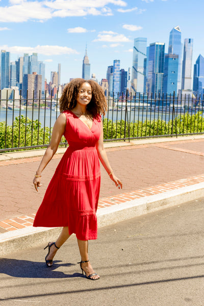 Summer Cotton Dress- Renata in Red