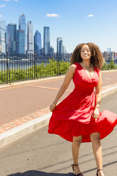 Summer Cotton Dress- Renata in Red