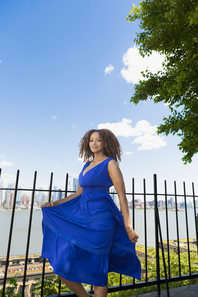 Summer Cotton Dress- Renata Royal  Blue