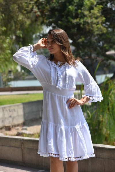 Summer White Cotton Dress- Francis