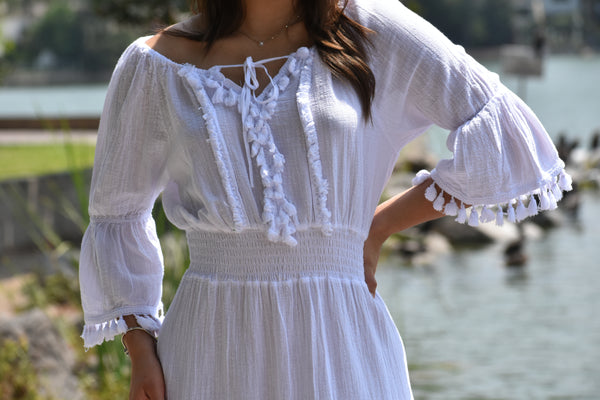 Summer White Cotton Dress- Francis