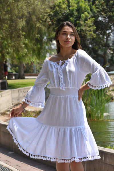 Summer White Cotton Dress- Francis