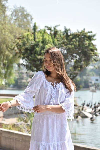 Summer White Cotton Dress- Francis