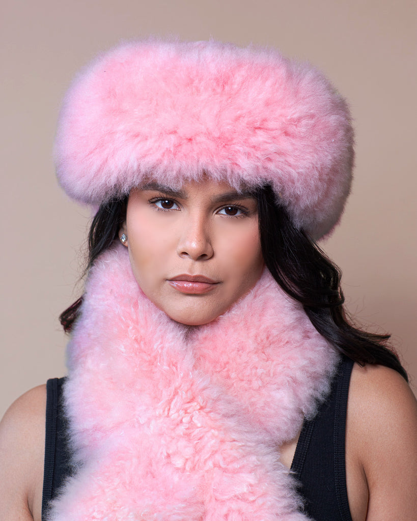 Alpaca Russian Hat & Stole - Channel Pink – Inca Heritage NYC
