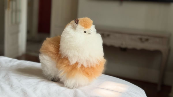 Alpaca Stuffed Toy - White Spoted Alpaca- 15" inch