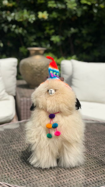 Alpaca Stuffed Toy - White Spoted Alpaca- 15" inch