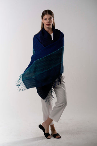 Alpaca -Silk Shawl Corral Blue / Royal Blue