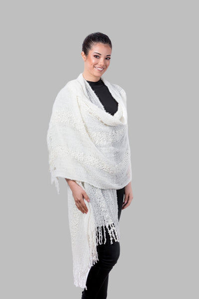Alpaca Shawl Snow Off white Color