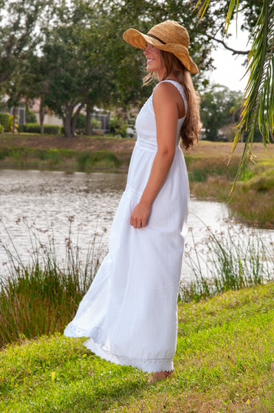 Designer Summer Cotton Dress- Denise White