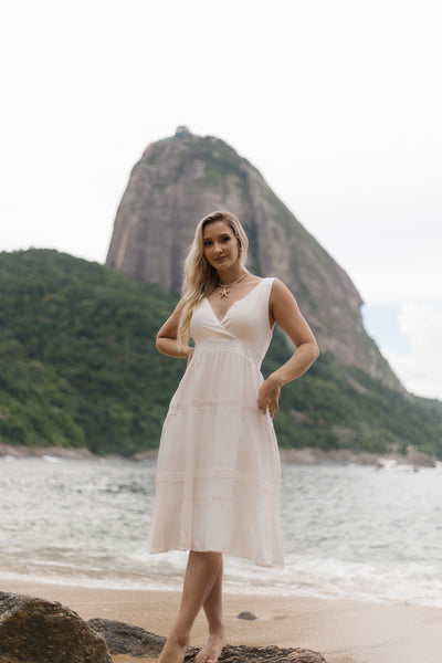 Summer Cotton Dress- Renata in White