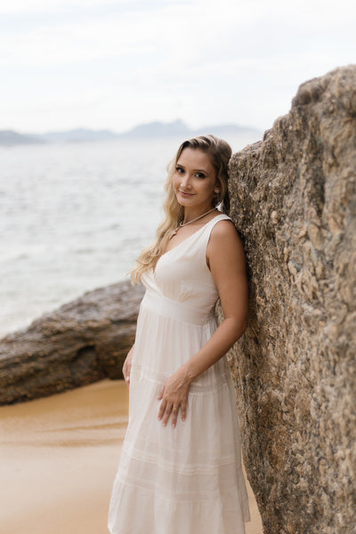 Summer Cotton Dress- Renata in White