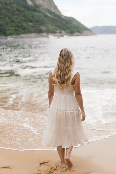 Summer Cotton Dress- Renata in White