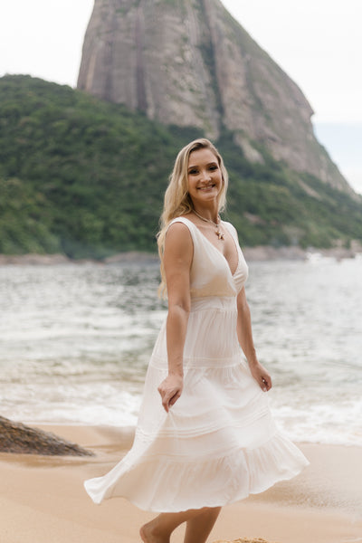 Summer Cotton Dress- Renata in White
