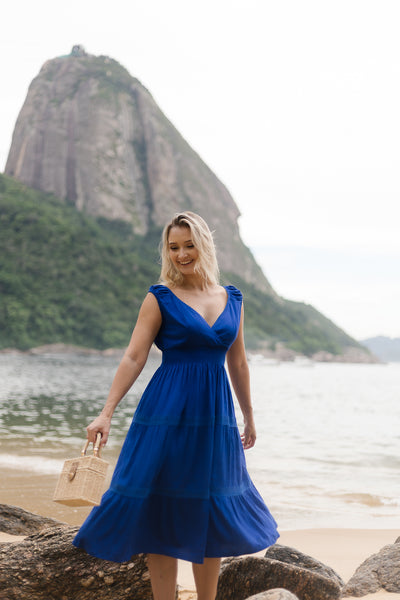 Summer Cotton Dress- Renata Royal  Blue