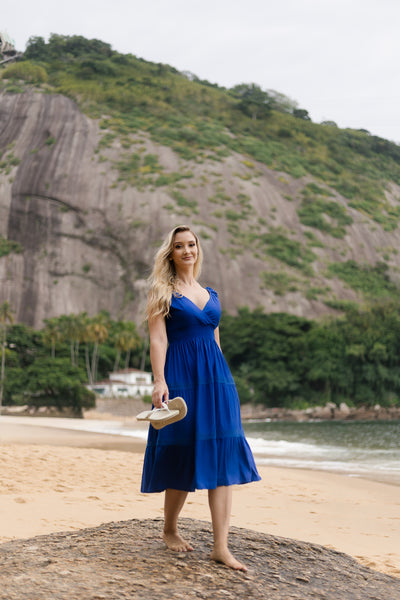 Summer Cotton Dress- Renata Royal  Blue