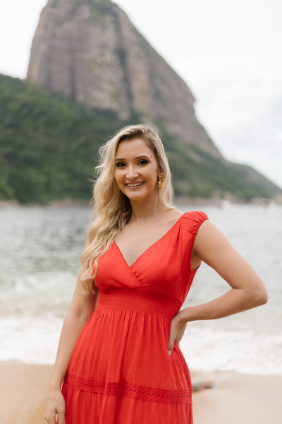 Summer Cotton Dress- Renata in Red