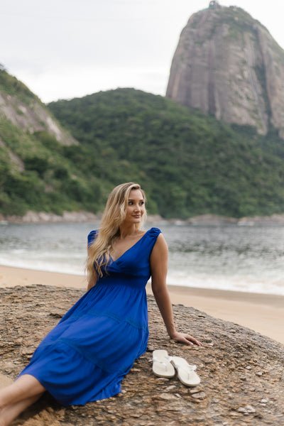 Summer Cotton Dress- Renata Royal  Blue