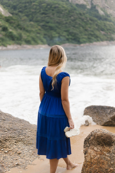 Summer Cotton Dress- Renata Royal  Blue