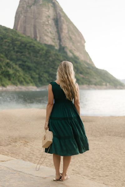 Summer Cotton Dress- Renata in Green
