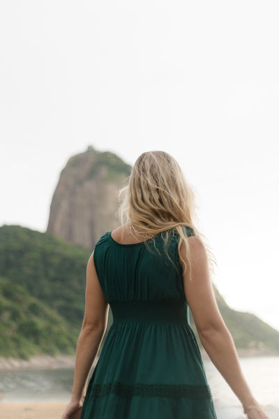Summer Cotton Dress- Renata in Green