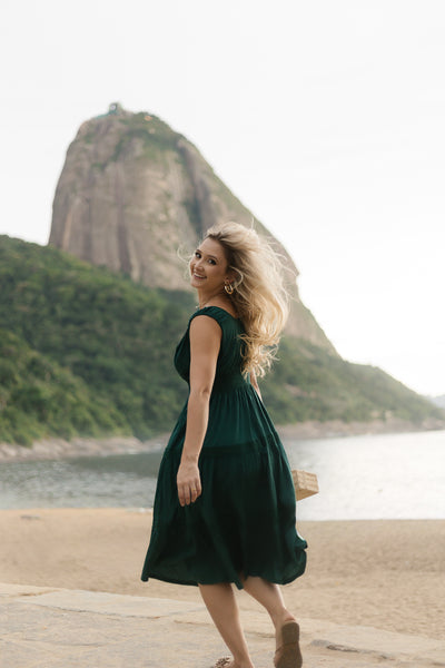 Summer Cotton Dress- Renata in Green