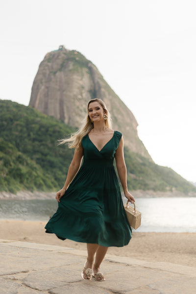 Summer Cotton Dress- Renata in Green