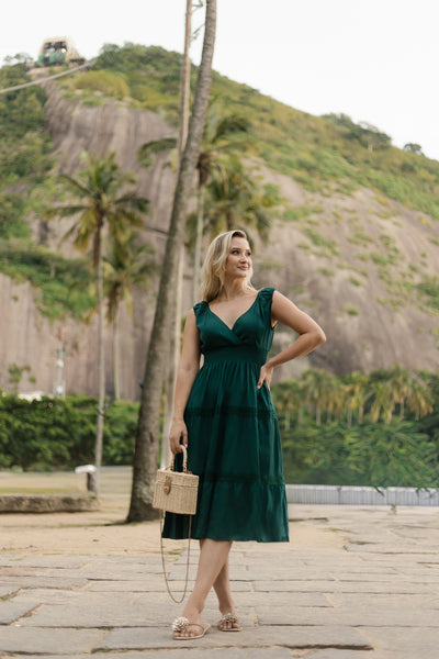 Summer Cotton Dress- Renata in Green