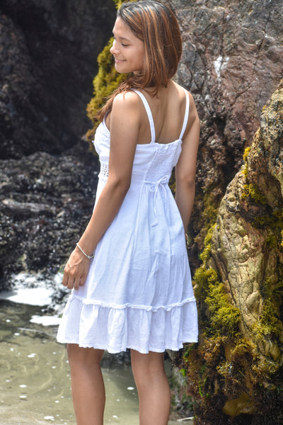 Summer White Cotton Dress- Ariana