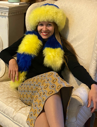 Alpaca Russian Hat " Ukranian flag colors"