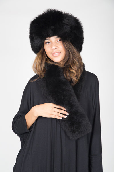 Alpaca Russian Hat & Stole Black