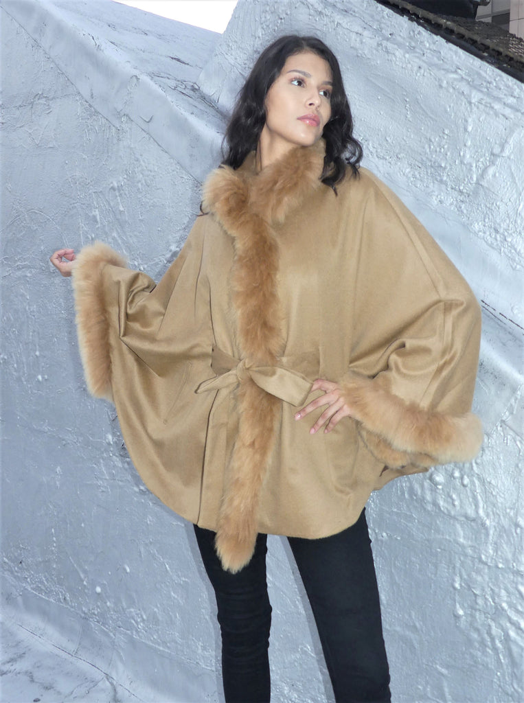 Baby Alpaca Belted Shawl Collar Cape