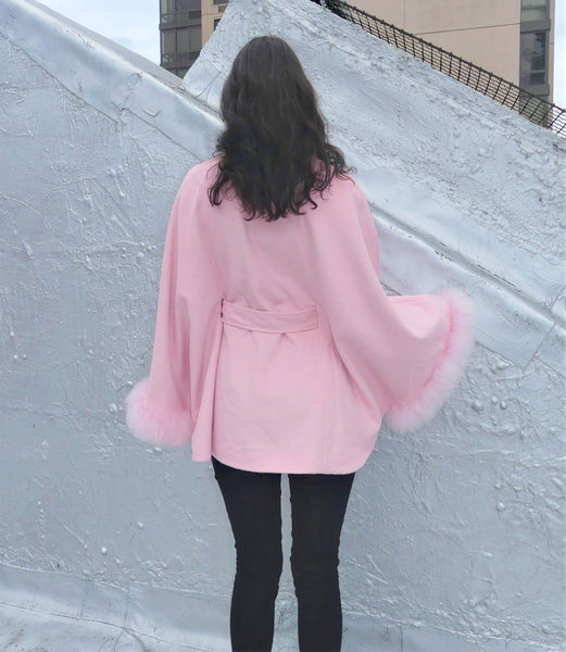 Mid Length Baby Alpaca Cape - Shawl - Channel Pink