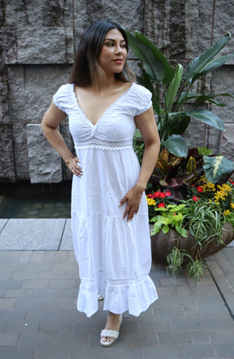 Summer Cotton Dress- Jana White – Inca Heritage NYC Summer Cotton Dress- Jana White – Inca Heritage NYC
