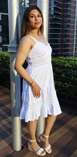 Summer White Cotton Dress- Kelly