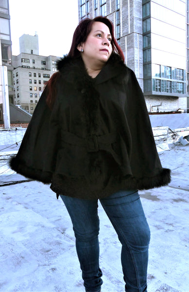 Mini Premium Alpaca Cape - Shawl - Black