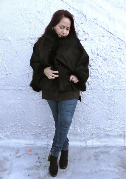 Mini Premium Alpaca Cape - Shawl - Black