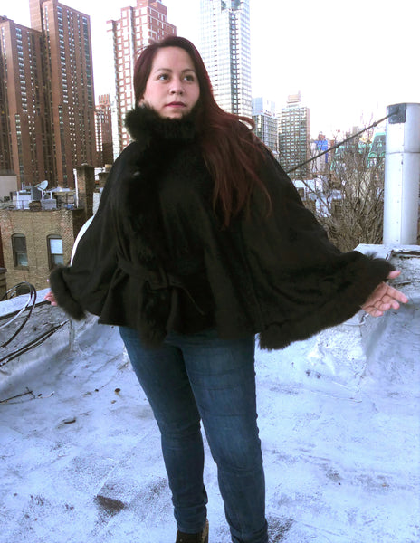 Mini Premium Alpaca Cape - Shawl - Black