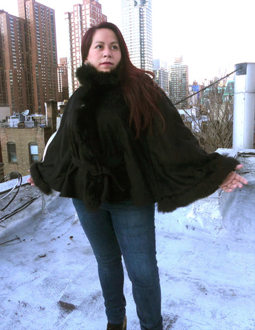 Mini Premium Alpaca Cape - Shawl - Black